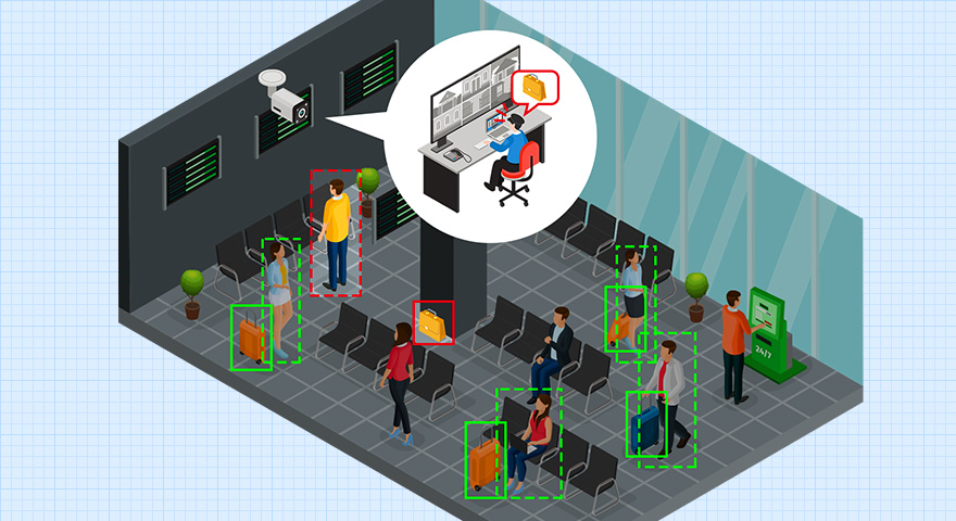 定点カメラでとらえた映像をCGで再現、忘れ物や不審物の発見などに活用