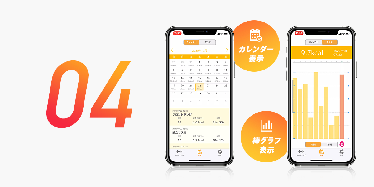 毎日の運動量がわかる運動データ