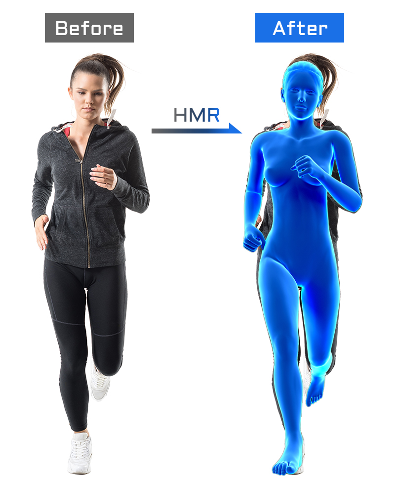 敵対的学習を用いて、Human Mesh Recovery（HMR）から体型・体重を検出